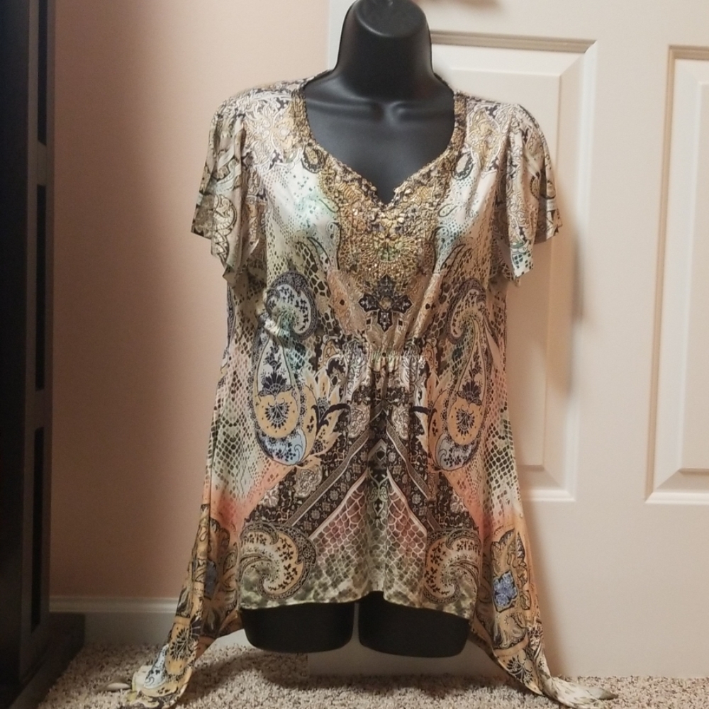 World Unity Embellished Top NWOT